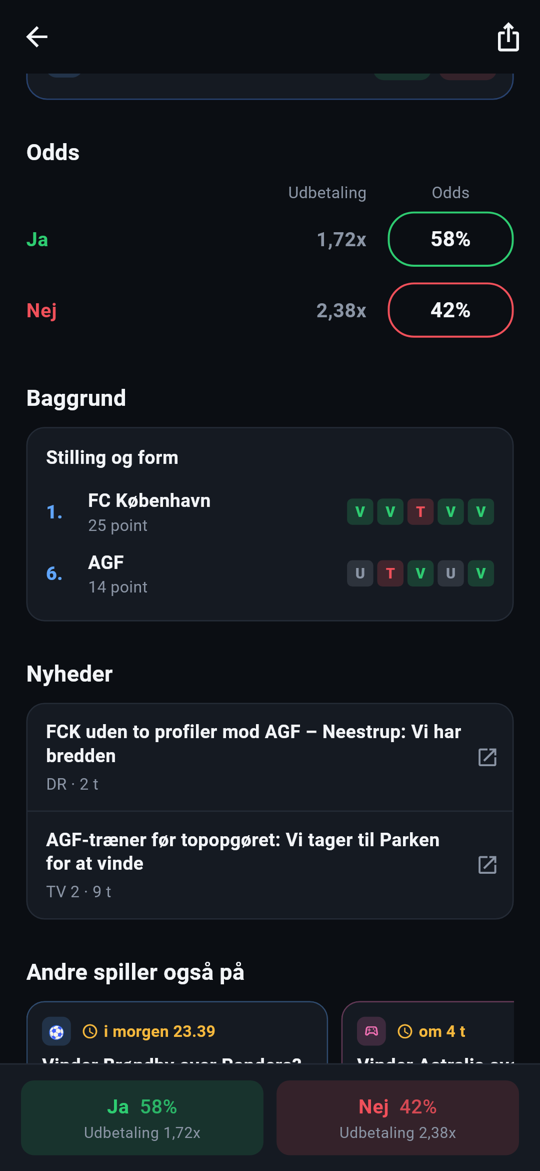 Baggrund, stilling og nyheder på et marked